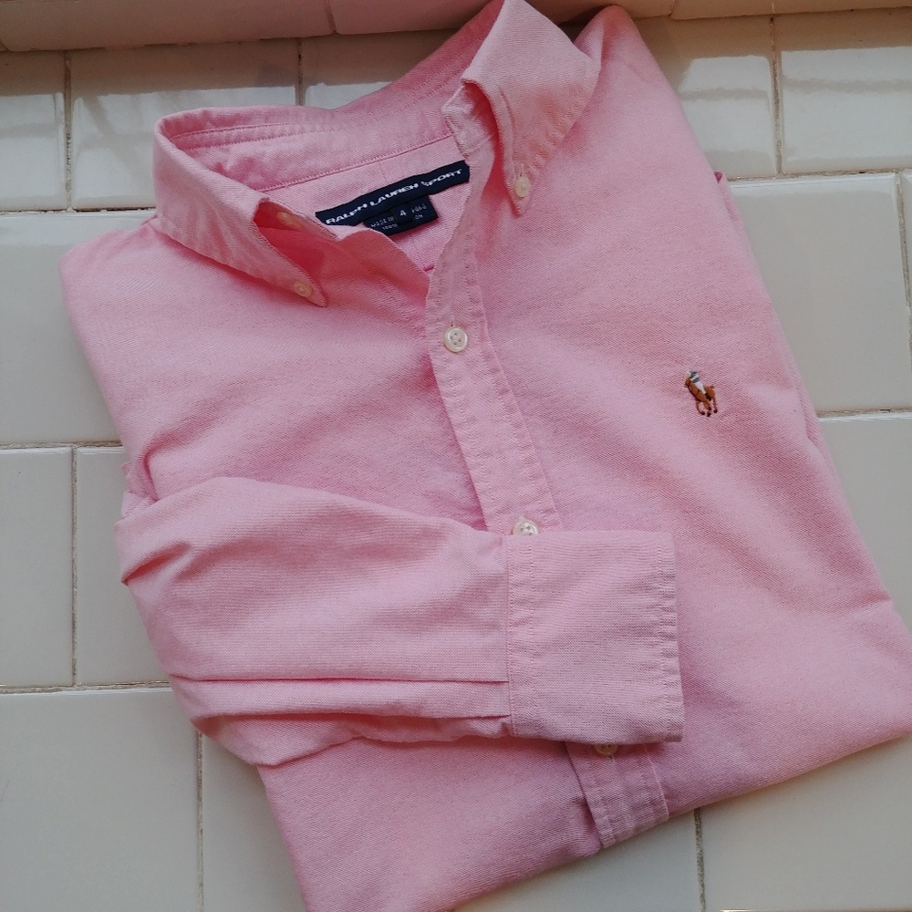 Pink Ralph Lauren Oxford Shirt, Size 4